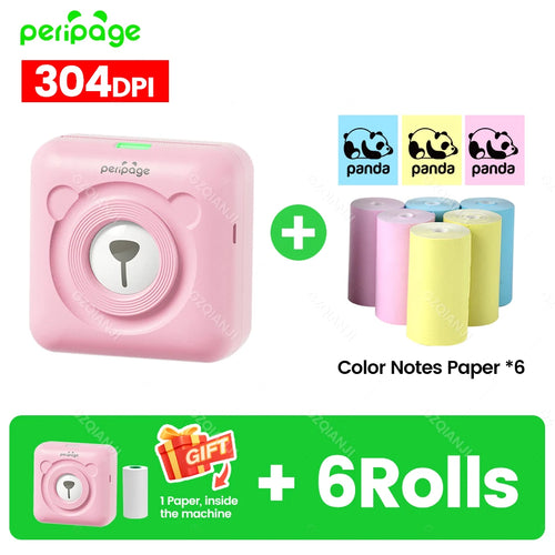300DPI Peripage A6 58mm Mini Bluetooth Notes Label Sticker Printer