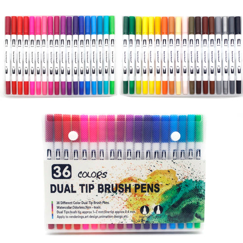 12-168 Colors Dual Brush Pens Art Markers Watercolor Fine and Brush