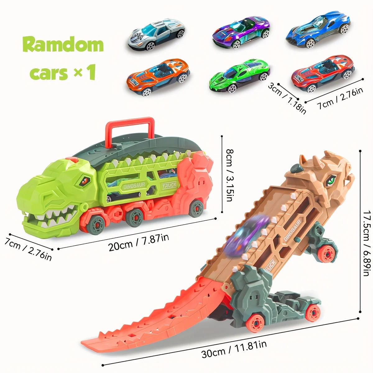 Transport Dinosaur Truck with Foldable Sliding Race Track, Transforms