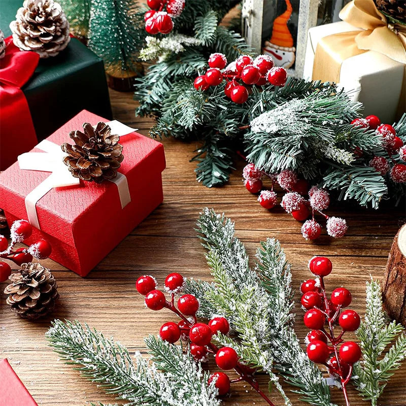20/26cm Christmas Decoration Artificial Pine Needle Branches Red Holly