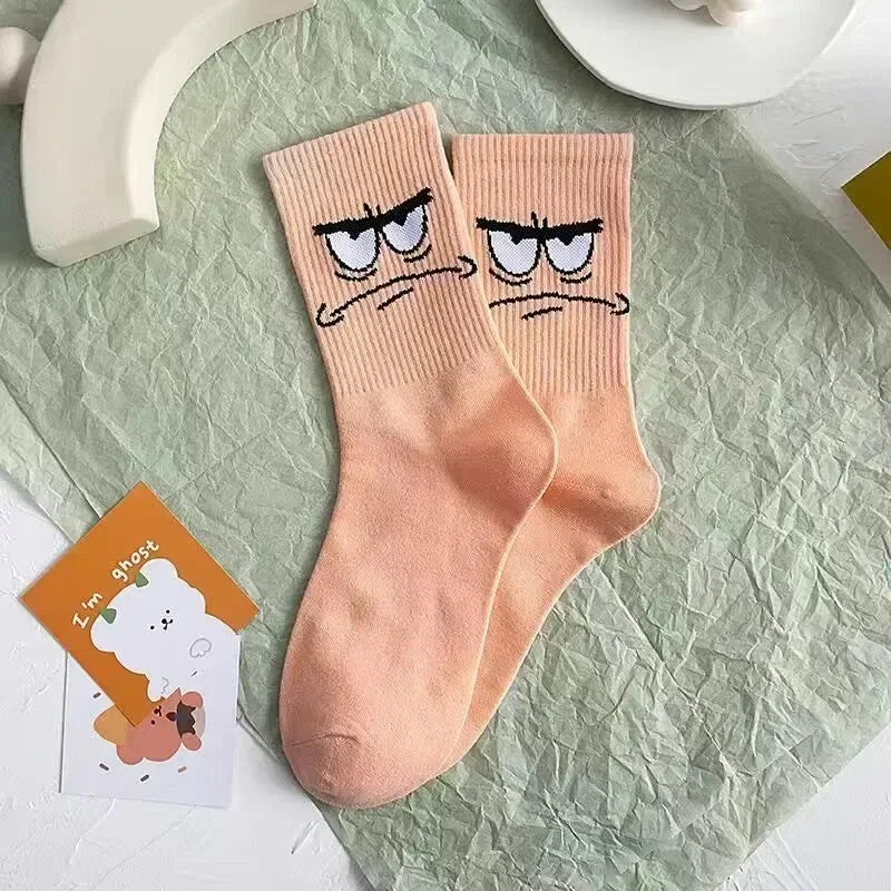 5 Pairs Kawaii SpongeBob Mid-Calf Socks Breathable Cotton Comfortable