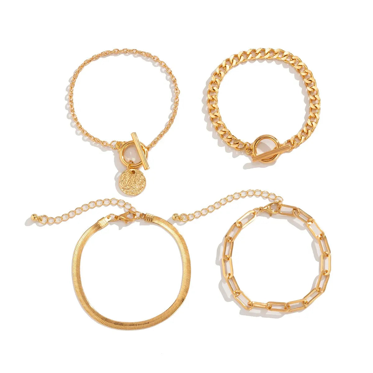 Punk Cuban Link Chain Coin Pendant Bracelet for Women on Hand Vintage