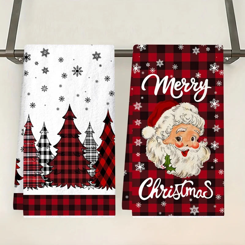 2pcs Christmas Kitchen Towels Merry Christmas Party Decoration 2025