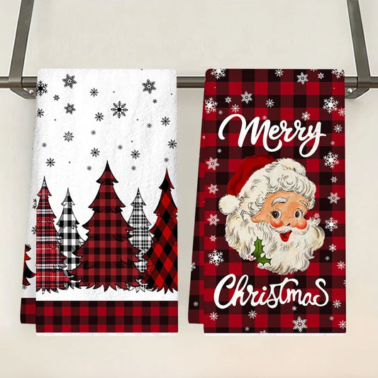 2pcs Christmas Kitchen Towels Merry Christmas Party Decoration 2025