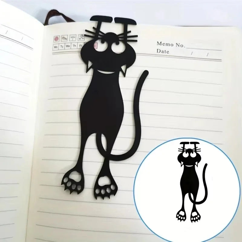 1-5PCS Kawaii Black Cat Bookmarks for Books 3D Plastic Stereo Animal