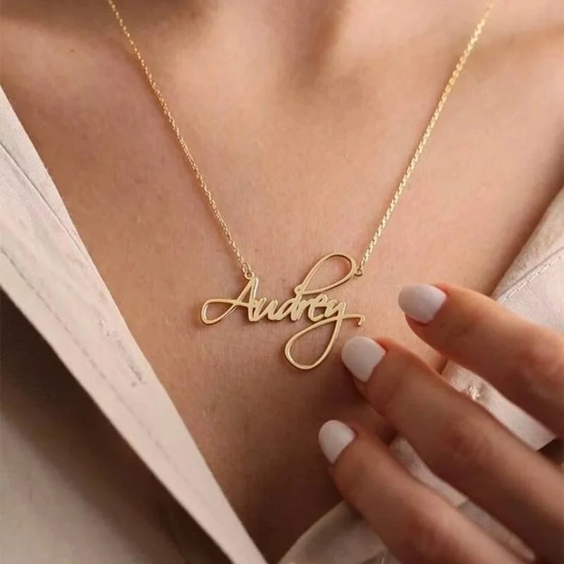 Customized Name Letter Necklace Personalized Stainless Steel Simple