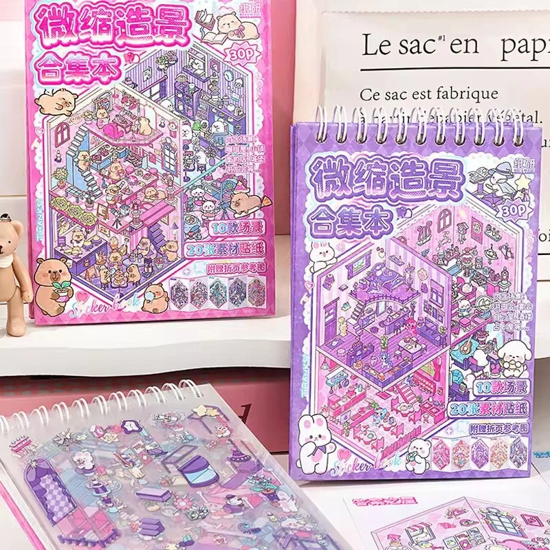 Mr.Paper 30Pcs 3D Miniature Scene Stickers, Layered Diorama Decals for