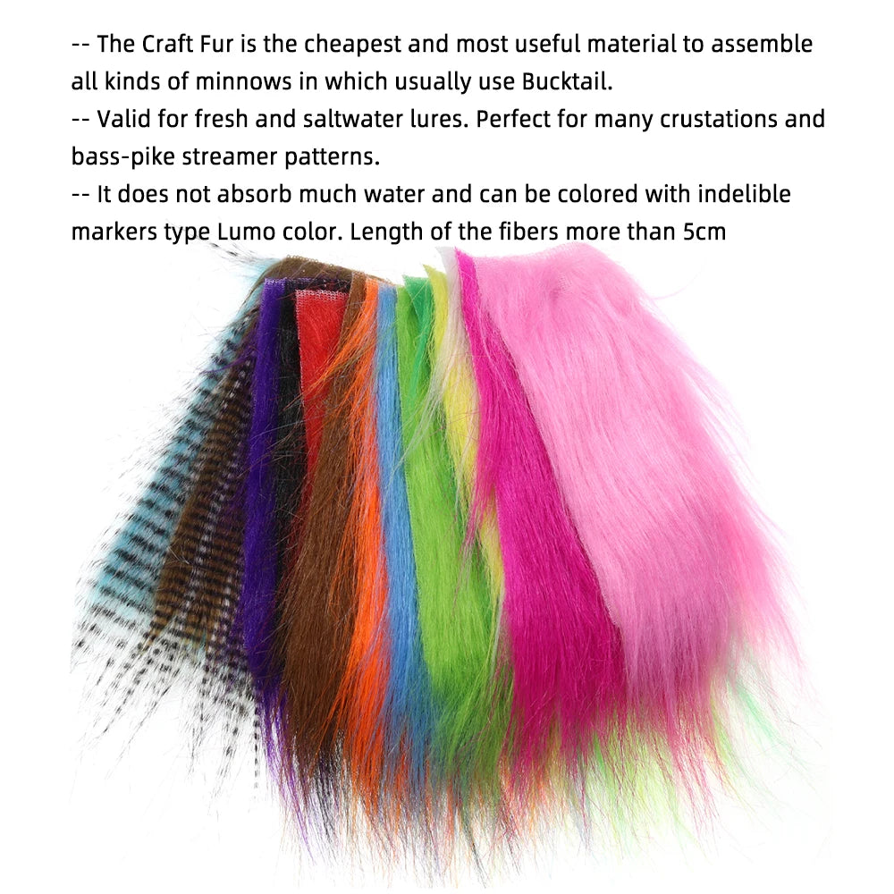 3PCS Fly Tying Artificial Synthetic Fluffy Fiber Long Hairy Craft Fur
