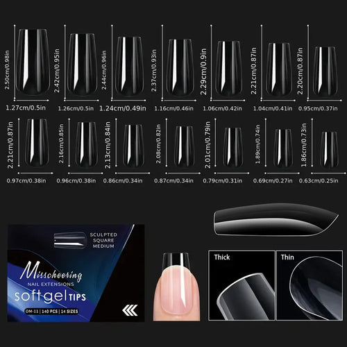 120/140pcs Exquisite box set Almond False Nail Tips Clear Matt Soft