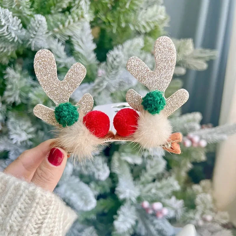 Christmas Antler Hair Clips Pendants Xmas Ornaments Merry Christmas