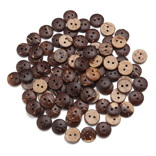 10-100Pcs Natural Coconut Shell Button Round 2-Holes Buttons for