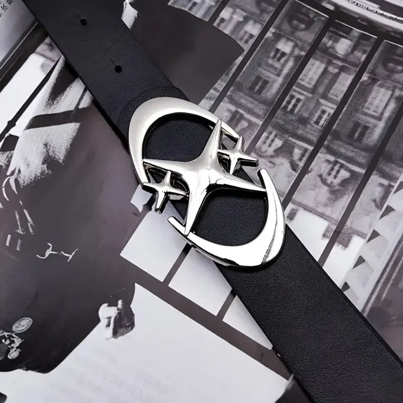 Stylish Oval Cross Metal Buckle Belt - Durable, Simple, and