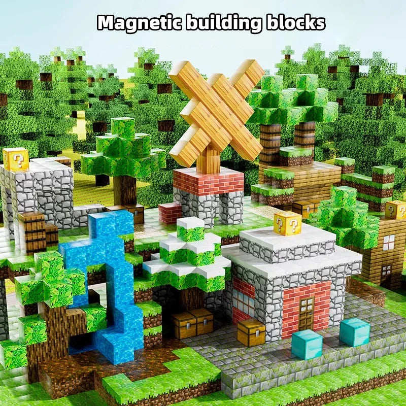Magnetic building block toy storage box set Children's DIY assembly