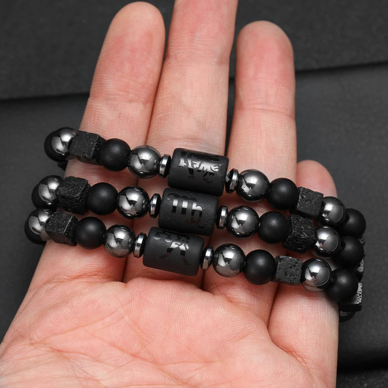 12 Constellation Zodiac Bracele Signs Beads Couples Bracelet Square