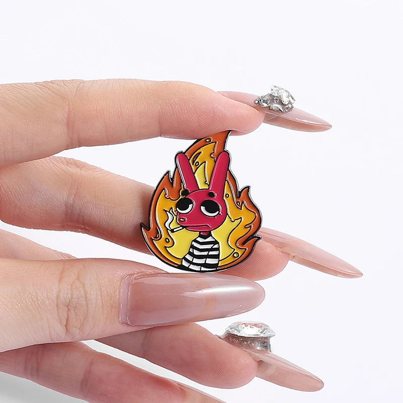 Humor Comedy Movies Character Enamel Pins Brooch Cartoon Red Eared
