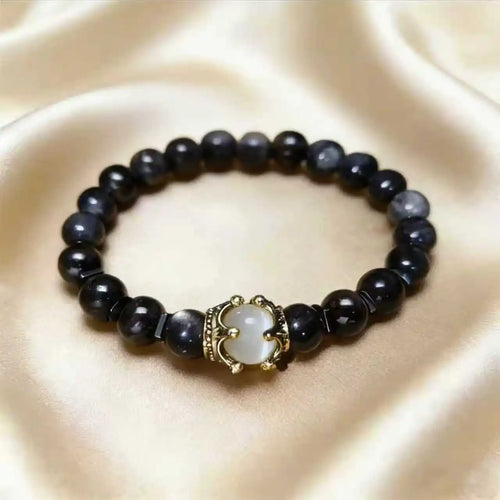 Men's Stylish Natural Stone Bracelet Vintage Crown Symbol of Power