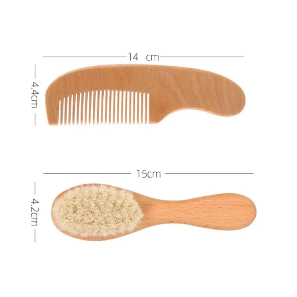 2pcs comb and brush set baby care beech wood brush and comb gift set