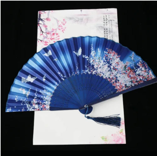 Retro Style Folding Fan Female Japanese Pattern Retro Cloth Art Craft