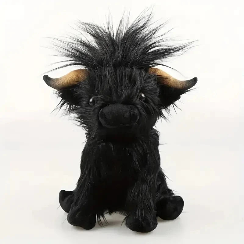 30cm Simulation Kyloe Cream Highland Cow Animal Plush Doll Soft