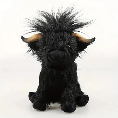 30cm Simulation Kyloe Cream Highland Cow Animal Plush Doll Soft