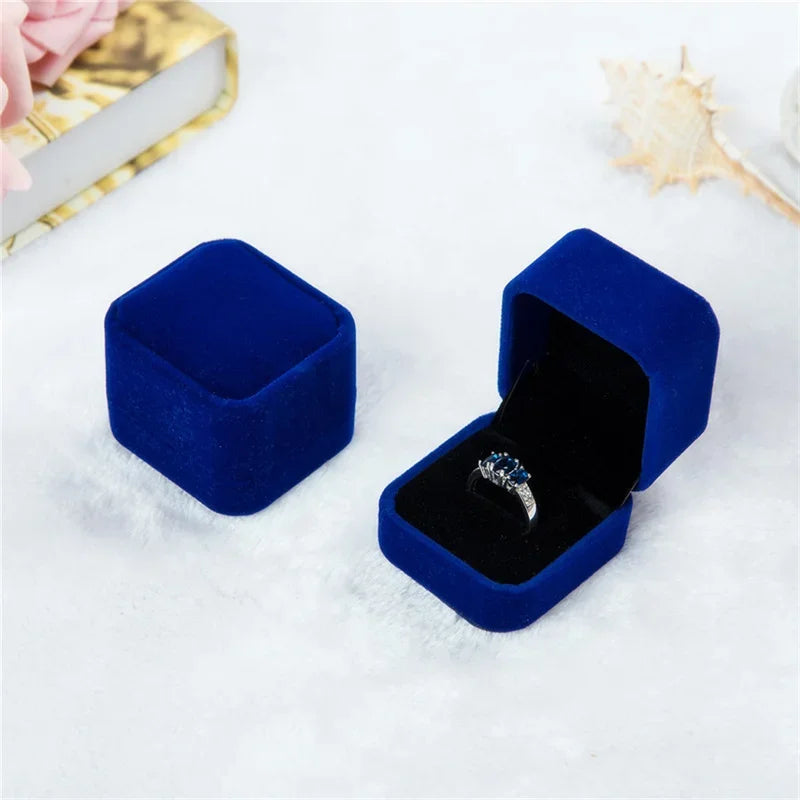 Rounded Flannelette Ring Box Flocking Jewelry Box Ring Stud Badge