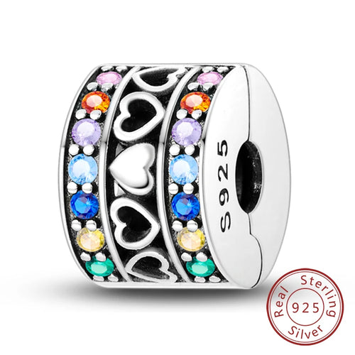 Fit Original Charms Beads 925 Sterling Silver Clip Charms Zircon