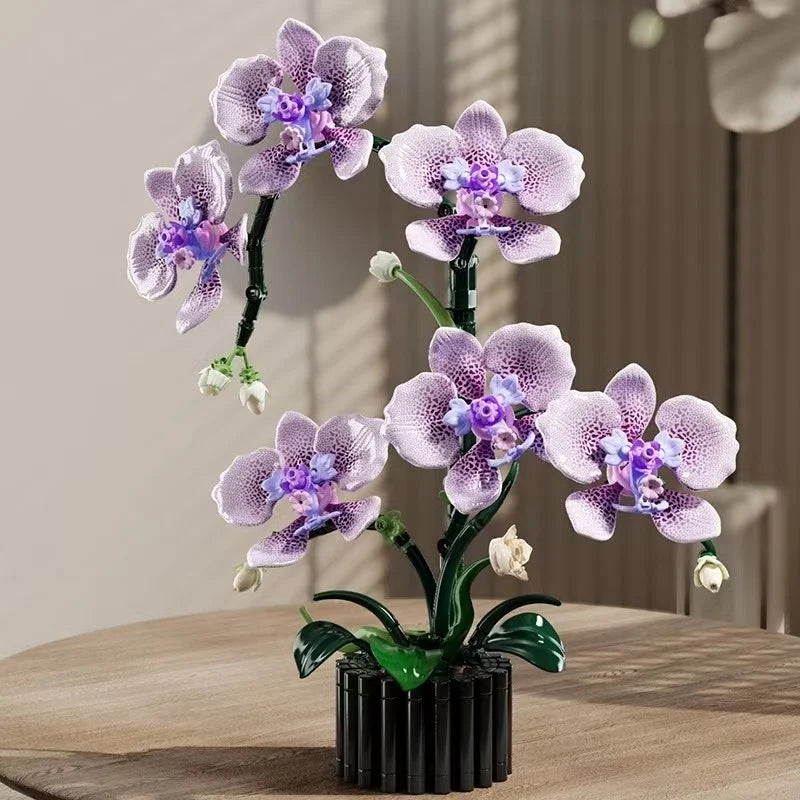 619PCS Phalaenopsis Building Blocks Flowers Orchid Potted Plants