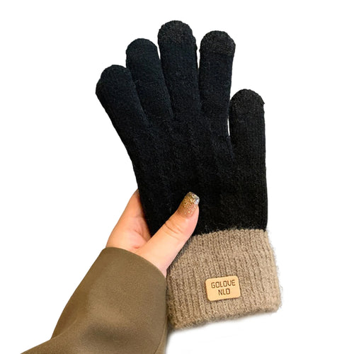 Women's Cable Knit Gloves Warm Fleece Lined Knit Gloves with