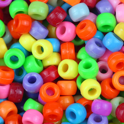 100/400pcs 6x9mm Solid Color Large Hole Pony Beads DIY Jewelry Making