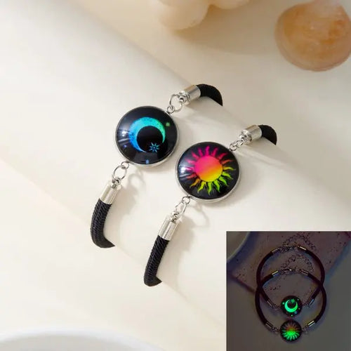 Romantic Luminous Sun Moon Couple Bracelets for Women Men Handmade