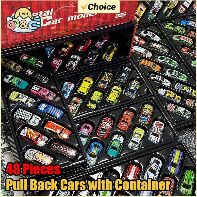 10-48 Pieces Mini Car Set Inertia Pull Back Cars for Boys Plastic