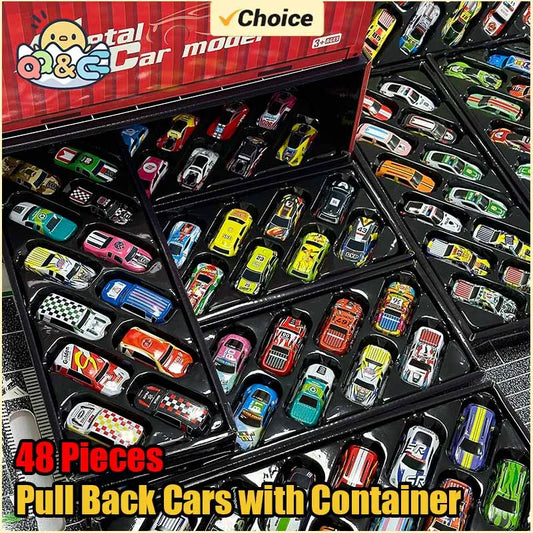 10-48 Pieces Mini Car Set Inertia Pull Back Cars for Boys Plastic