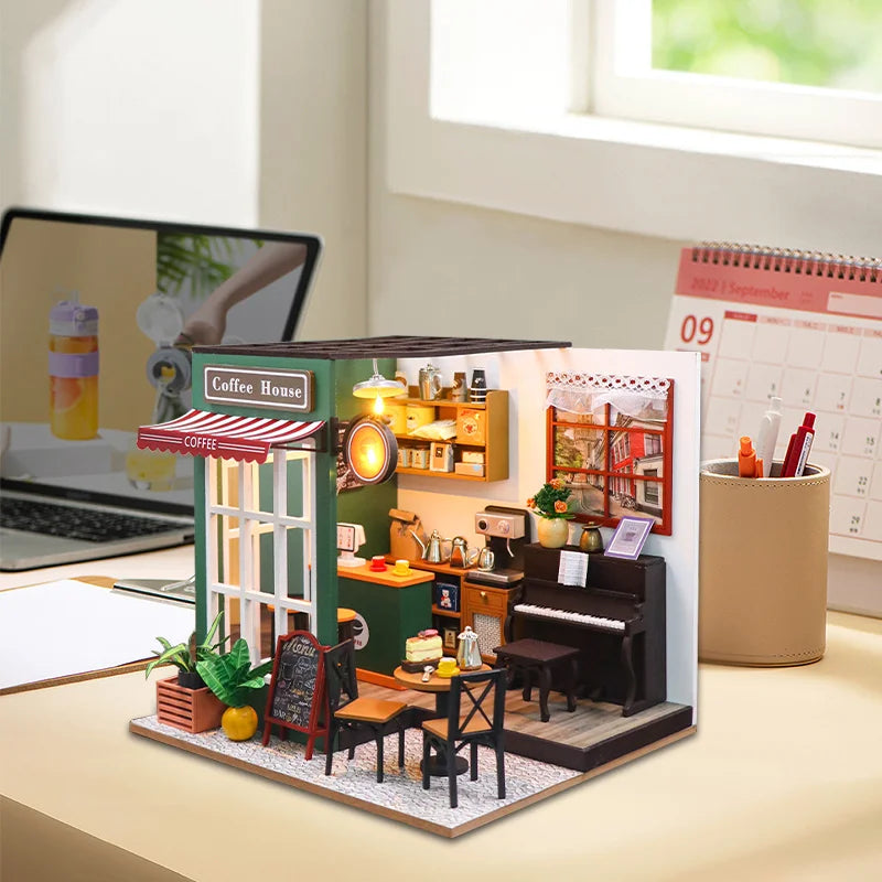 DIY 3D Puzzles Wooden Toy Miniature Dollhouse Handmade Doll House