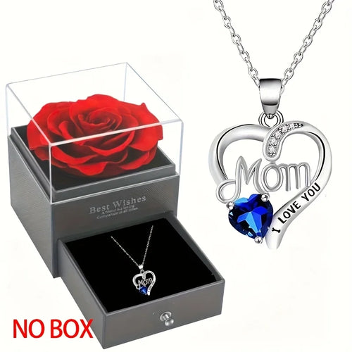 Elegant Style Heart shaped Pendant Necklace Hollow Design Mother's Day