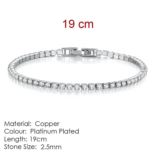 Silver Color 2.5/3/4/5mm Zircon Tennis Bracelet For Women Men Dazzling