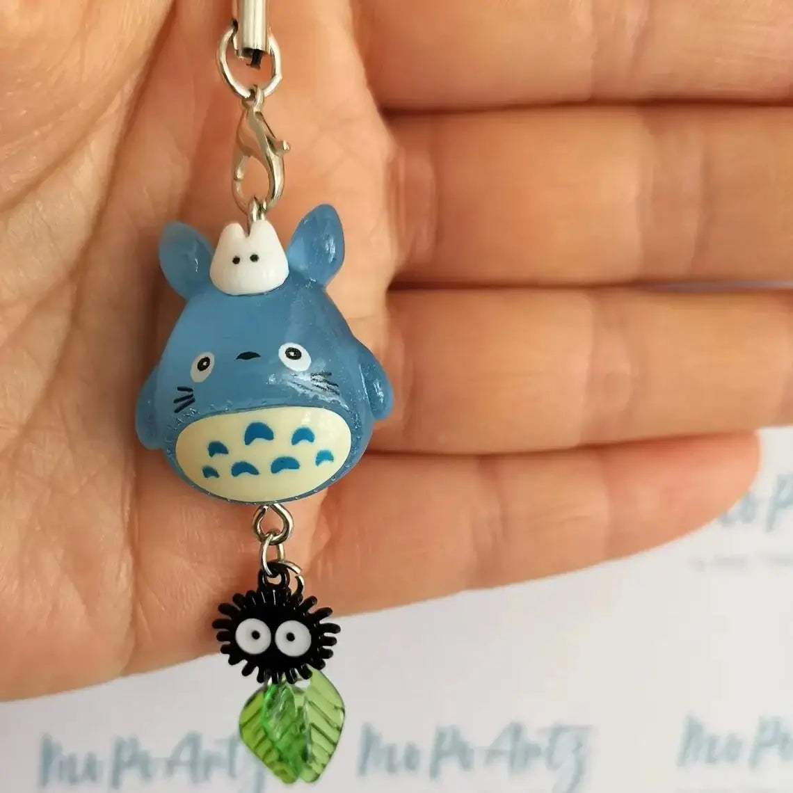 Handmade Cat keychain, Anime Totoro Cosplay Black Briquettes Green