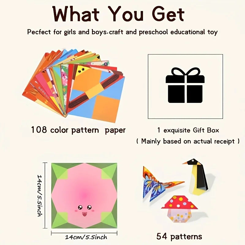 creative origami set, Including 54 Double-Sided Origami Sheets And