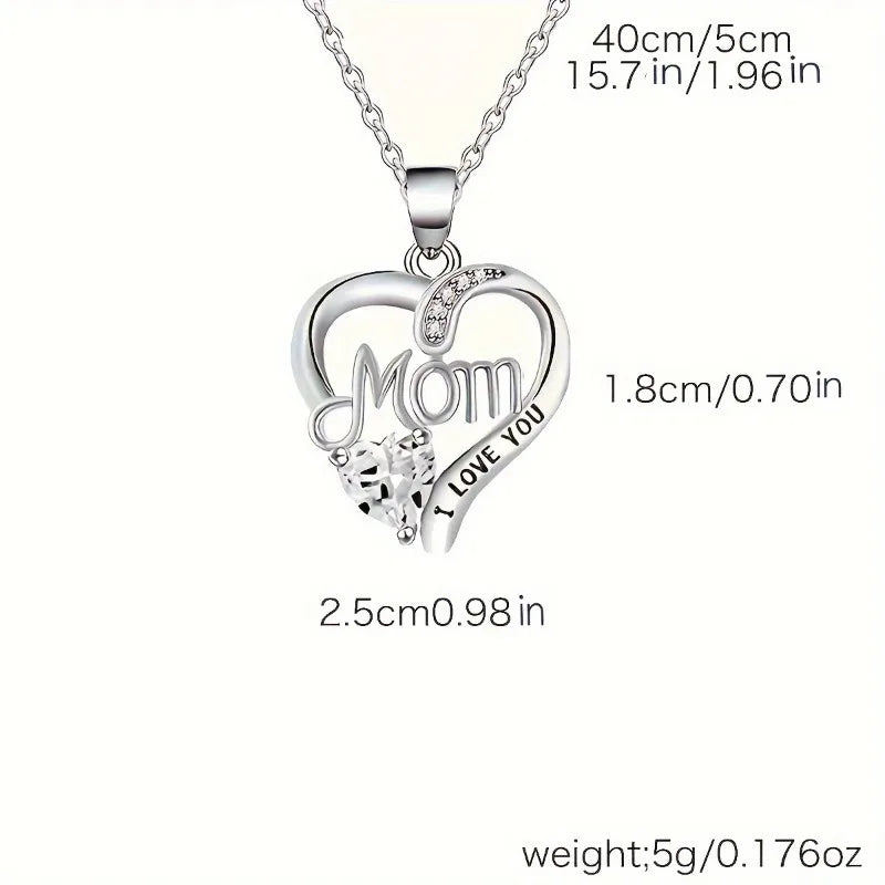 Elegant Style Heart shaped Pendant Necklace Hollow Design Mother's Day