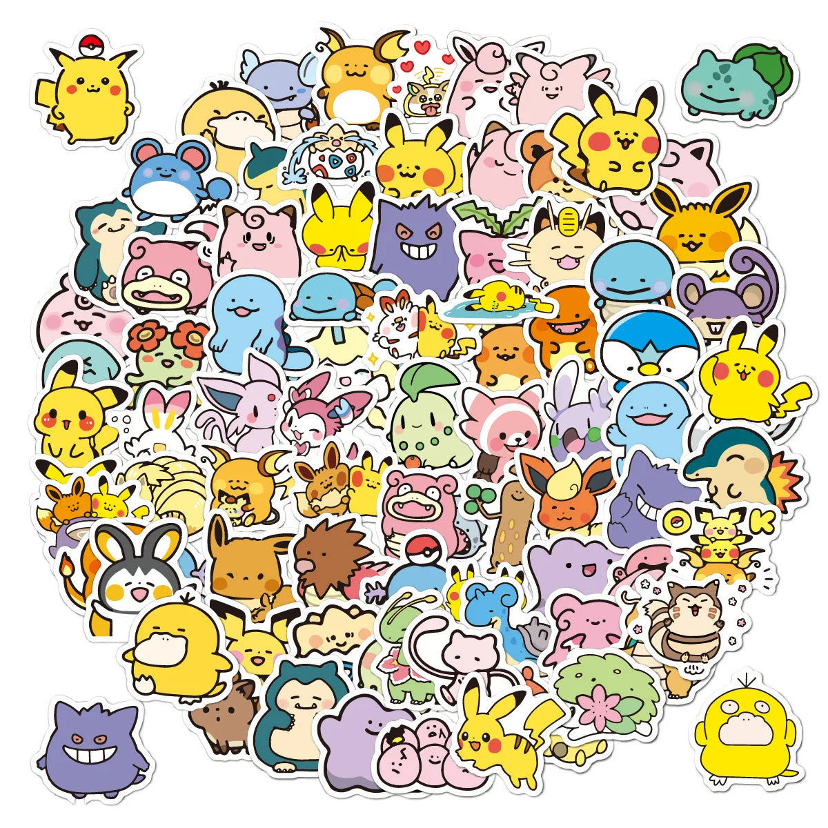 50/100PCS Kawaii Anime Pokemon Stickers Pikachu Decals DIY for Laptop