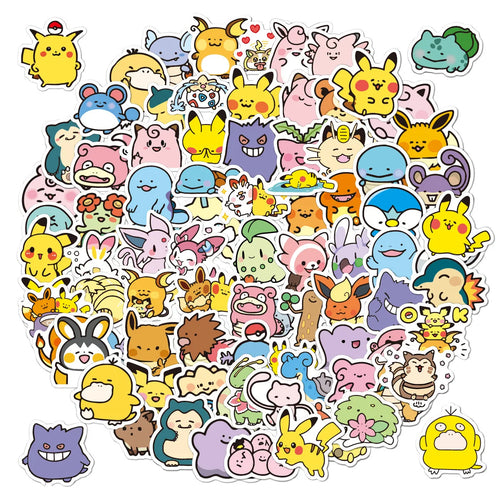 50/100PCS Kawaii Anime Pokemon Stickers Pikachu Decals DIY for Laptop