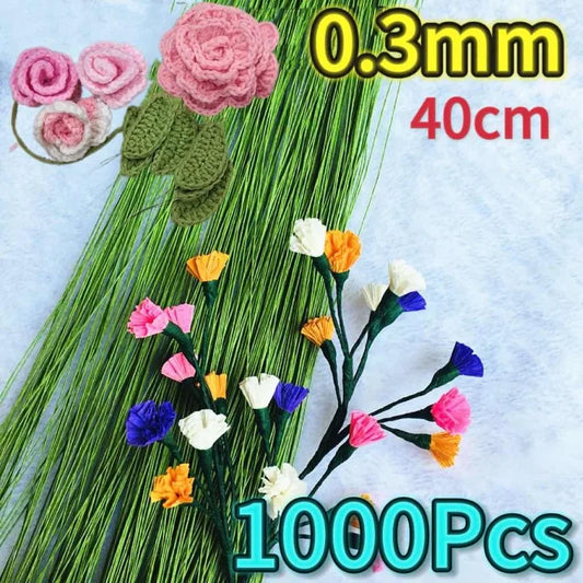 100/500/1500pcs 40cm Floral Stem Wire Crafts Dark Green Wire For