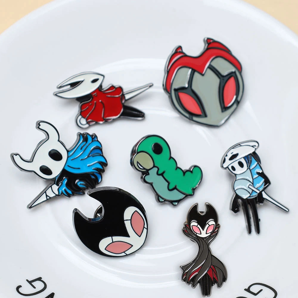 7pcs Hollow Knight Enamel Brooch Cool Character Pins Backpacks