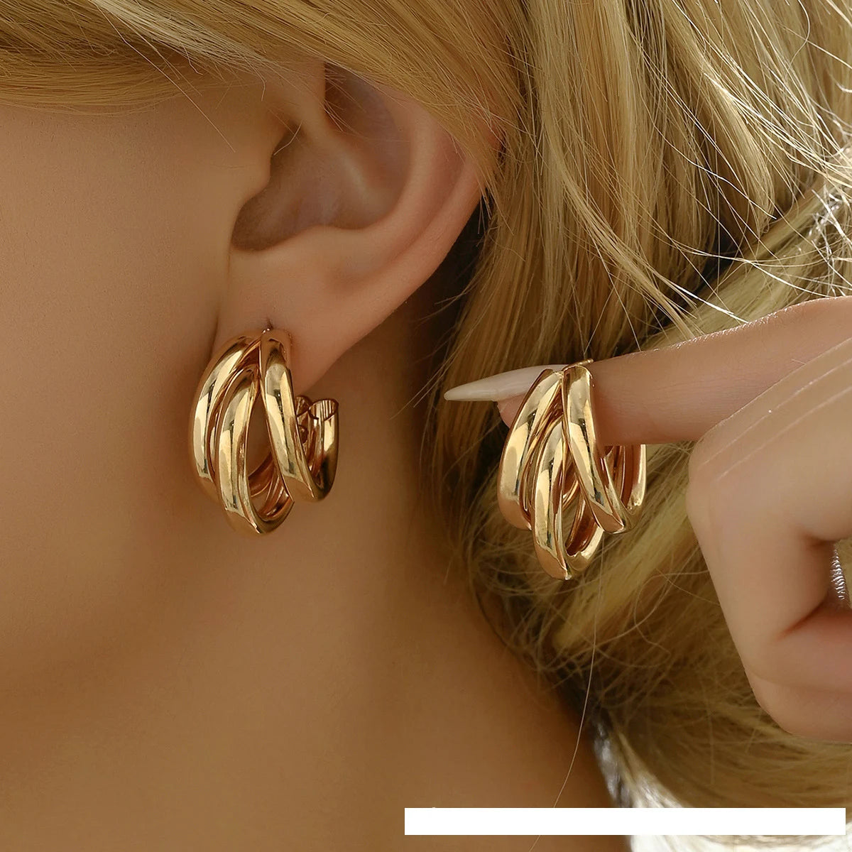 Elegant Gold Color Circled Hoop Earring for Woman Metal Elegant