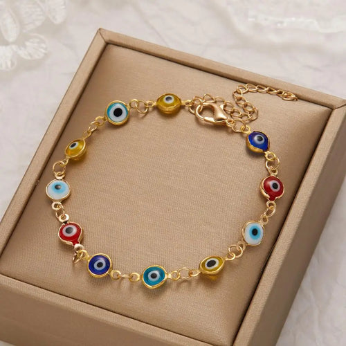 Lucky Turkey Evil Eye Bracelet For Women Men Colorful Red Blue Eye