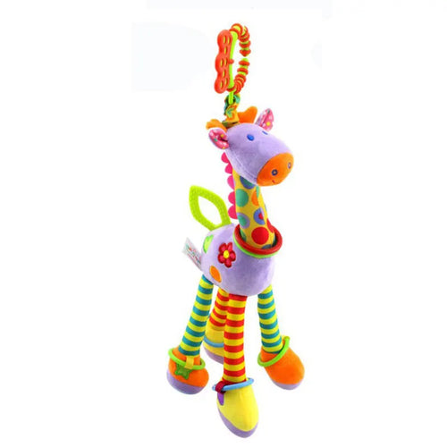Soft Giraffe Zebra Animal Handbells Rattles Plush Infant Baby
