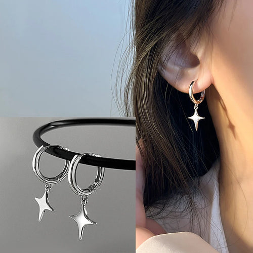 Ventfille 925 Sterling Silver Star Earring for Women Girl Simple