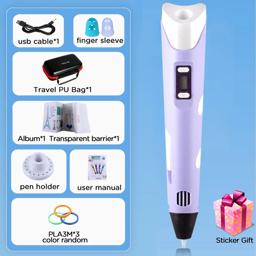 3D Printing Pen DIY Drawing Paiting  With LCD Screen Compatible PLA