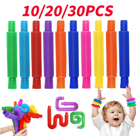 10-30PCS Colorful Telescopic Tubes Fidget Toys Plastic Sensory Pop