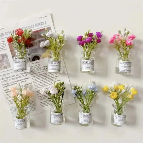 8pcs Mini Small Vase Magnets Cute Mini Refrigerator Magnets 3D Vase