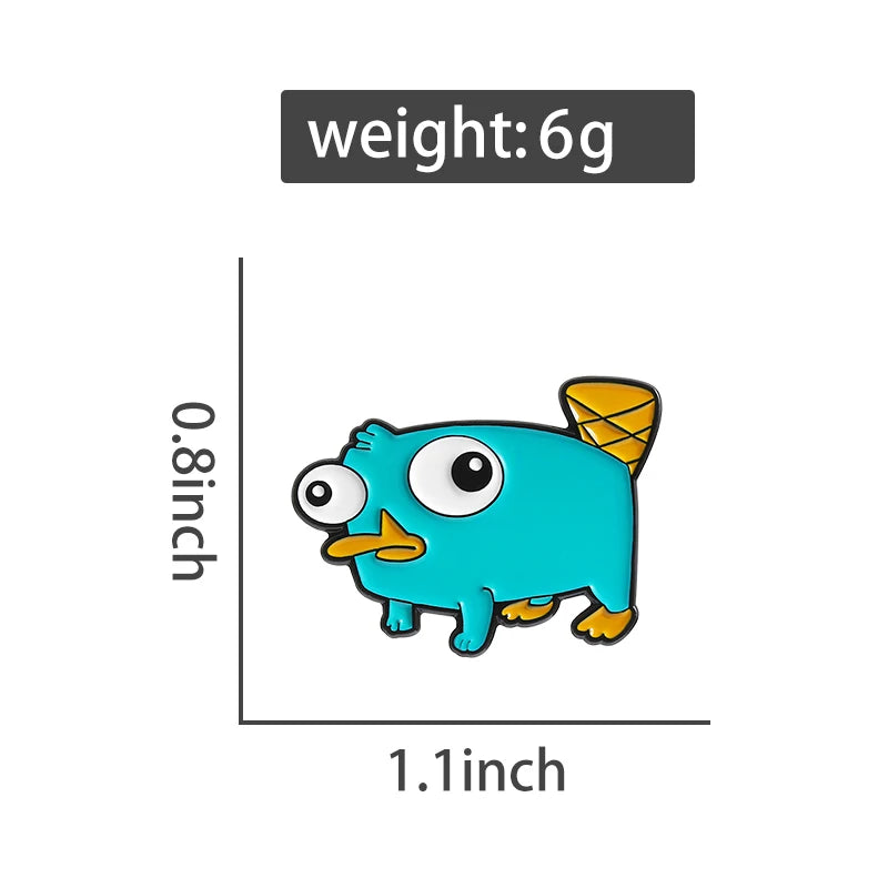 Perry The Platypus Brooch Enamel Pins Cartoon Anime Duck Role Metal
